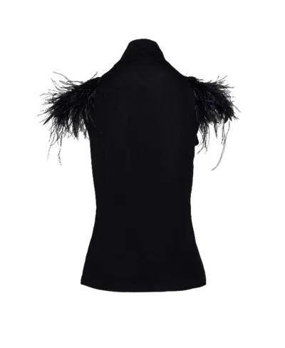 Alberta Ferretti Black Feather-piping Blouse