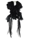 Alberta Ferretti Georgette Collar With Flounces And Lace Fringes In Black