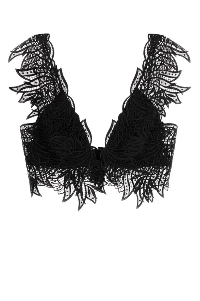 ALBERTA FERRETTI BLACK LACE CROP-TOP