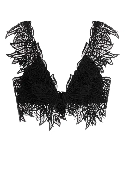 ALBERTA FERRETTI BLACK LACE CROP-TOP