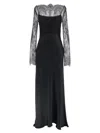 Alberta Ferretti Black Satin Long Dress In Black