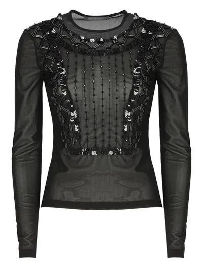 ALBERTA FERRETTI BLACK NYLON TOP