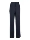 Alberta Ferretti Black Pants With High Waist And Belt Loops In Silk Blend Woman In Blu