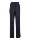 Alberta Ferretti Black Pants With High Waist And Belt Loops In Silk Blend Woman In Blue