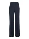 Alberta Ferretti Black Pants With High Waist And Belt Loops In Silk Blend Woman In Blue