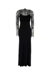 Alberta Ferretti Black Satin Long Dress In Black