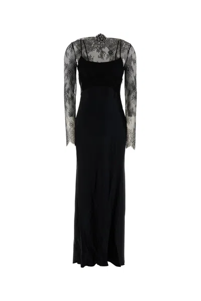 ALBERTA FERRETTI ALBERTA FERRETTI BLACK SATIN LONG DRESS