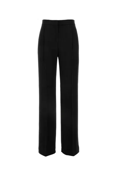 Alberta Ferretti Black Satin Palazzo Pant In Nero