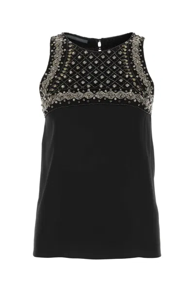 ALBERTA FERRETTI BLACK SATIN TANK TOP