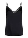 Alberta Ferretti Lace-trim Satin Top In Black