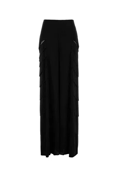 Alberta Ferretti Black Satin Wide-leg Pant