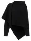 Alberta Ferretti Draped Knit Cardigan With Ribbed Accents In Black