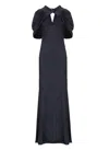 Alberta Ferretti Twisted Cape-sleeve Open-back Satin Gown