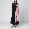 Alberta Ferretti Black Silk Dress With Orchid Print In Black