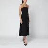 Alberta Ferretti Black Sleeveless Stretch Cady Dress In Multi
