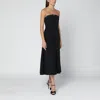 Alberta Ferretti Black Sleeveless Stretch Cady Dress In Black