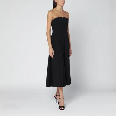 Alberta Ferretti Black Sleeveless Stretch Cady Dress In Multi