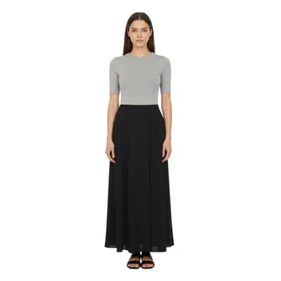 Alberta Ferretti Black Solid Midi Skirt