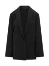 Alberta Ferretti Black Solid Notched Lapel Blazer In Black