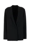 Alberta Ferretti Stretch Crepe Blazer Notched Lapels In Black