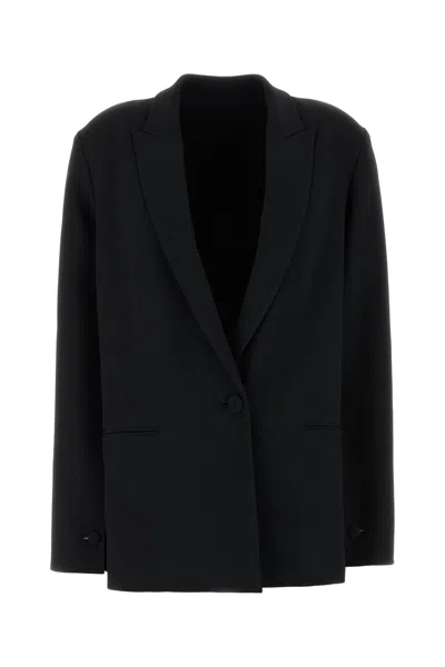 Alberta Ferretti Stretch Crepe Blazer Notched Lapels In Black