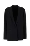 Alberta Ferretti Stretch Crepe Blazer Notched Lapels In Black
