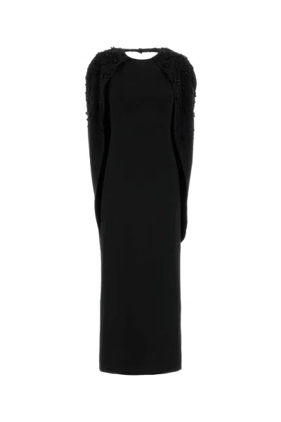 Alberta Ferretti Black Stretch Crepe Long Dress