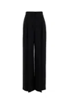 Alberta Ferretti Black Stretch Crepe Wide-leg Pant In Black