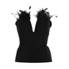 Alberta Ferretti Alberta Ferreti Elegant Top With Feathers In Black