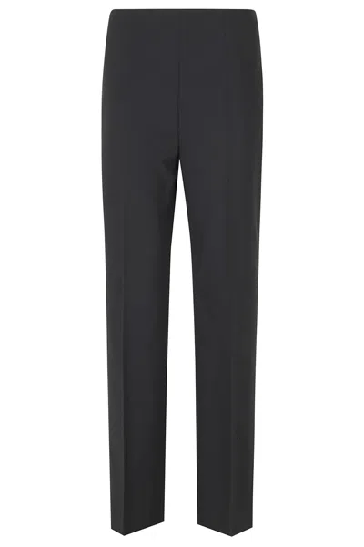 Alberta Ferretti Black Tropical Wool Back Pockets Wool-blend Straight-leg Pants