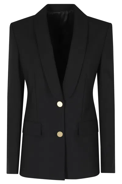 Alberta Ferretti Black Tropical Wool Gold Buttons Viscose-blend Blazer