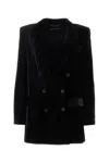 Alberta Ferretti Padded Shoulders Structured Velvet Blazer