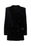Alberta Ferretti Peak Lapel Velvet Blazer In Black