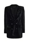 Alberta Ferretti Peak Lapel Velvet Blazer In A0555