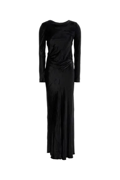 Alberta Ferretti Black Velvet Long Dress