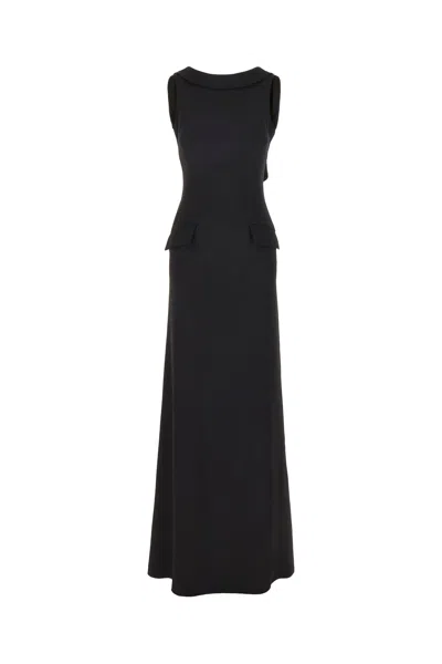 Alberta Ferretti Black Viscose Blend Long Dress