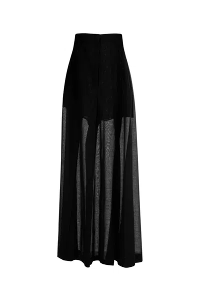 Alberta Ferretti Black Voile Slits Pants