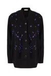 Alberta Ferretti Crystal-embellished Cardigan In Black