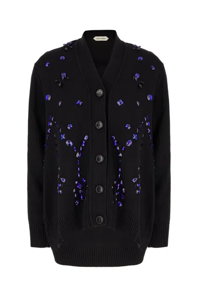 ALBERTA FERRETTI BLACK WOOL BLEND CARDIGAN