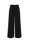 Alberta Ferretti Wide-leg Pant With Front Pleats And Pockets In Black