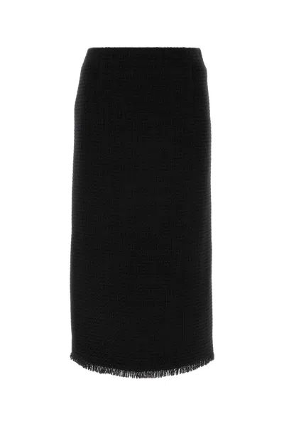Alberta Ferretti Knitted Virgin Wool Midi Skirt In Black