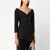 Alberta Ferretti Double-breasted Virgin Wool Jacket With Deep V-neckline In Black