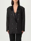Alberta Ferretti Black Double-breasted Jacket With Peak Revers In Viscose Woman In Black