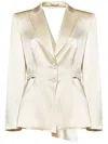 Alberta Ferretti Cut-out Satin Blazer In Beige