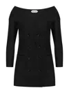 Alberta Ferretti Alberta Ferreti Double-breasted Virgin Wool Jacket In Black