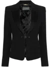 Alberta Ferretti Flared Trousers Notched Lapels Satin Lapel In Black