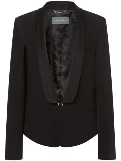 Alberta Ferretti Enver Satin Tuxedo Jacket In Black