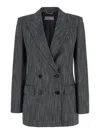 ALBERTA FERRETTI GREY DOUBLE-BREASTED JACKET WITH PEAK REVERS IN VISCOSE WOMAN