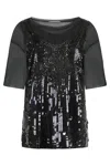 Alberta Ferretti Blouse With Sequins In Black