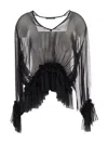Alberta Ferretti Blouse With Small Ruffles In Black
